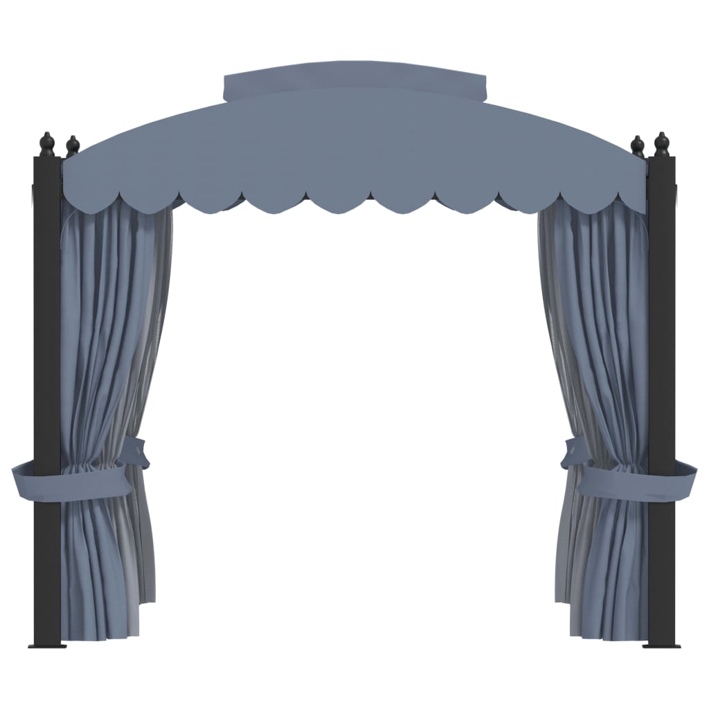 Gazebo con Tende 3x4 cm Antracite in Acciaio | homemem39