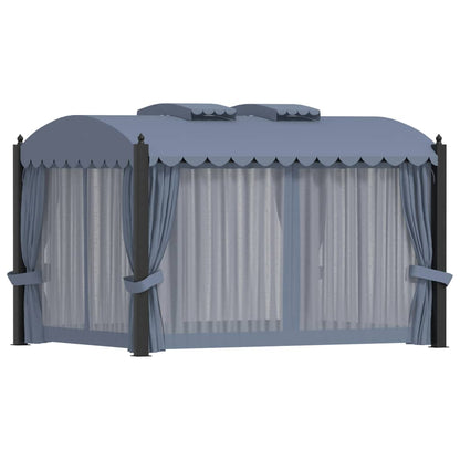 Gazebo con Tende 3x4 cm Antracite in Acciaio | homemem39