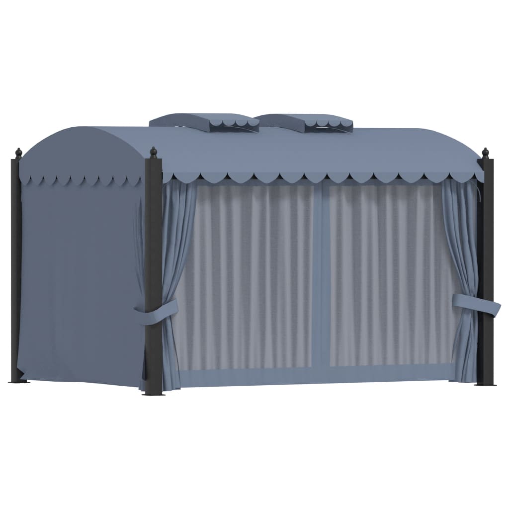 Gazebo con Tende 3x4 cm Antracite in Acciaio | homemem39