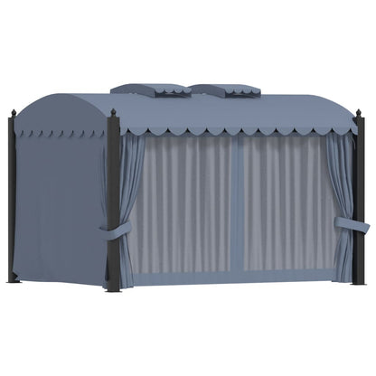 Gazebo con Tende 3x4 cm Antracite in Acciaio | homemem39