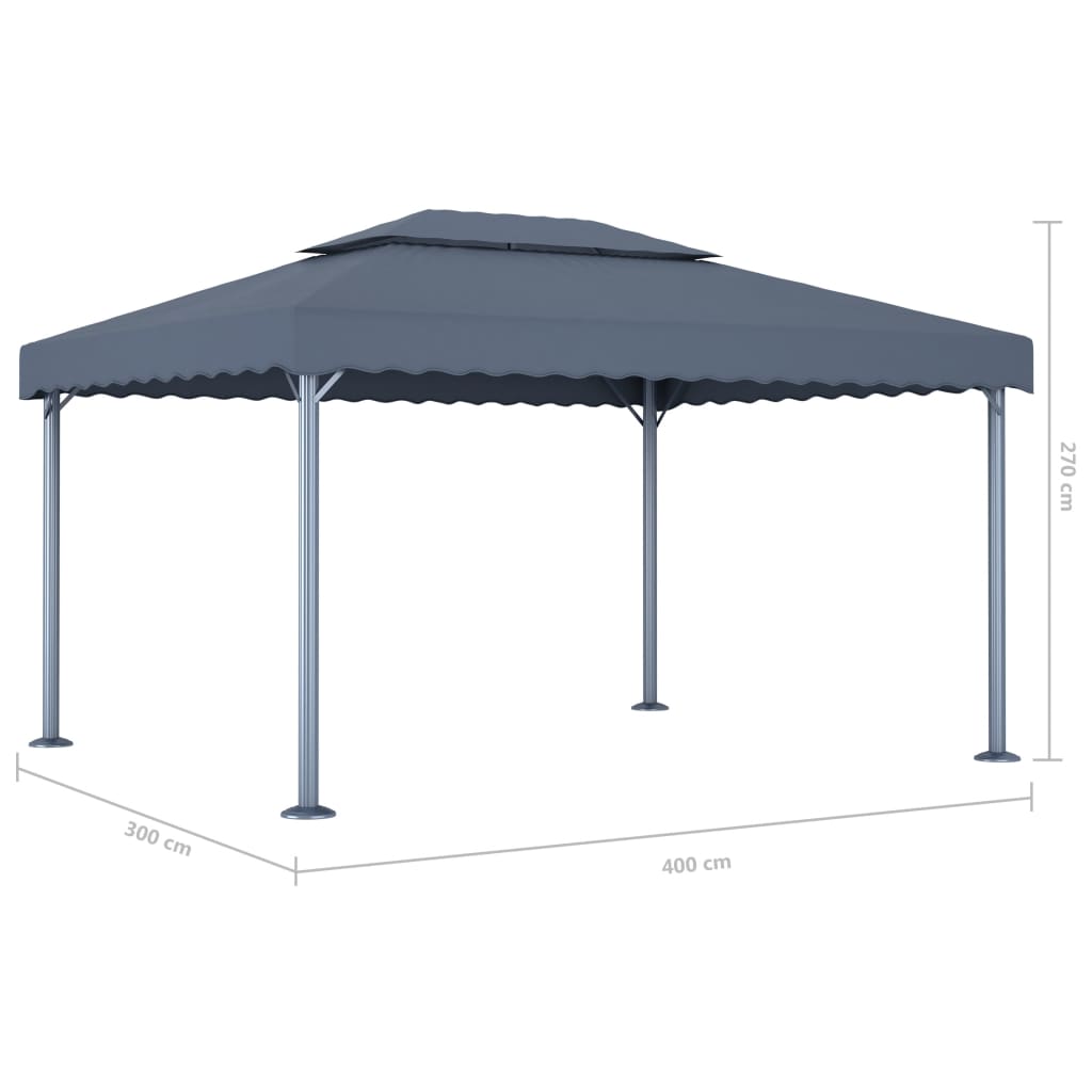 Gazebo 400x300 cm Antracite Alluminio | homemem39