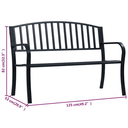 Panchina da Giardino 125 cm Nera in Acciaio - homemem39