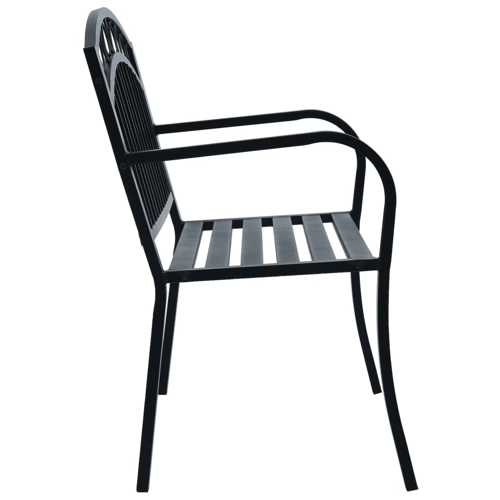Panchina da Giardino 125 cm Nera in Acciaio - homemem39