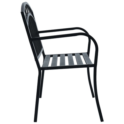 Panchina da Giardino 125 cm Nera in Acciaio - homemem39