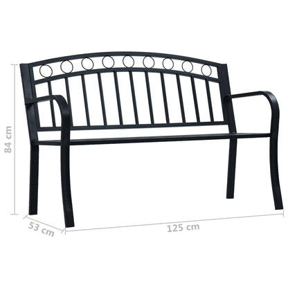 Panchina da Giardino 125 cm Nera in Acciaio - homemem39