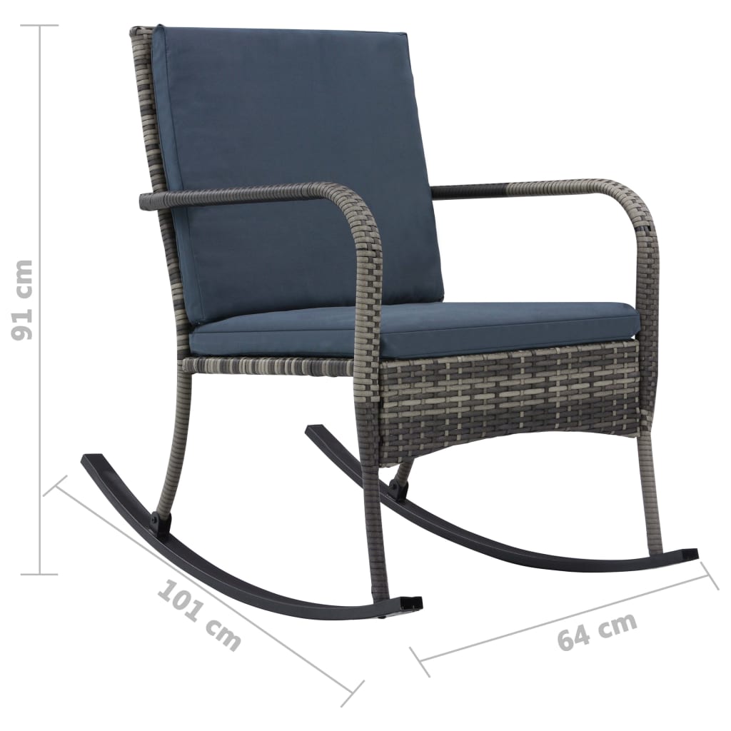 Sedia a Dondolo da Giardino in Polyrattan Antracite | homemem39