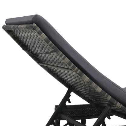 Lettino Prendisole con Cuscino e Ruote in Polyrattan Antracite | homemem39