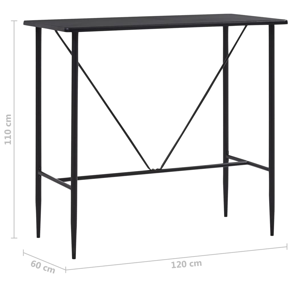 Tavolo da Bar Nero 120x60x110 cm in MDF - homemem39