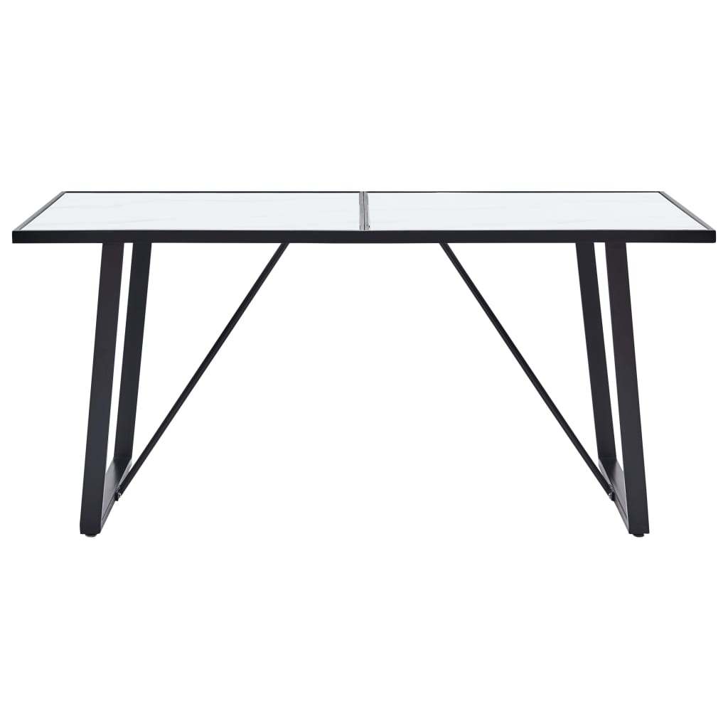 Tavolo da Pranzo Bianco 160x80x75 cm in Vetro Temperato | homemem39