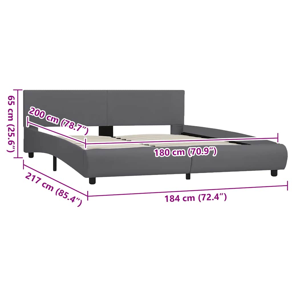 Giroletto con LED Grigio in Similpelle 180x200 cm | homemem39