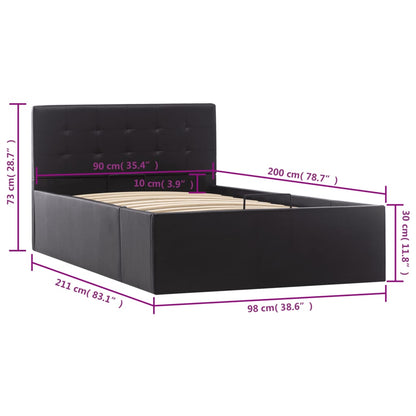 Giroletto con Contenitore Idraulico Nero Similpelle 90x200cm | homemem39