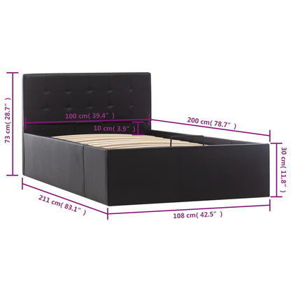 Giroletto con Contenitore Idraulico Nero Similpelle 100x200cm | homemem39