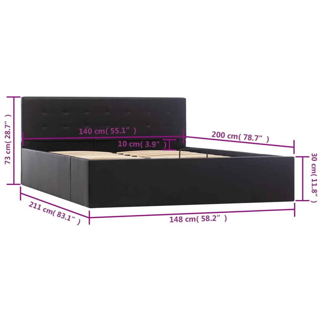 Giroletto con Contenitore Idraulico Nero Similpelle 140x200cm | homemem39