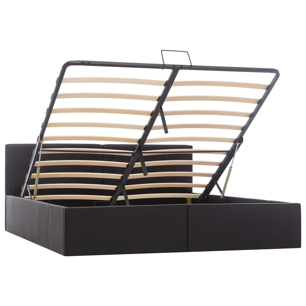Giroletto con Contenitore Idraulico Nero Similpelle 160x200 cm | homemem39