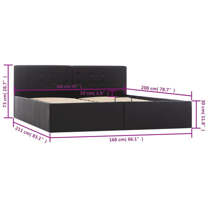 Giroletto con Contenitore Idraulico Nero Similpelle 160x200 cm | homemem39