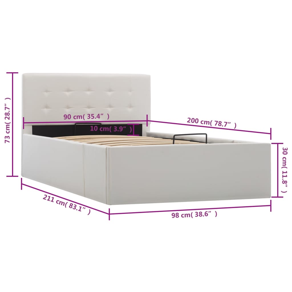 Giroletto con Contenitore Idraulico Bianco Similpelle 90x200cm | homemem39