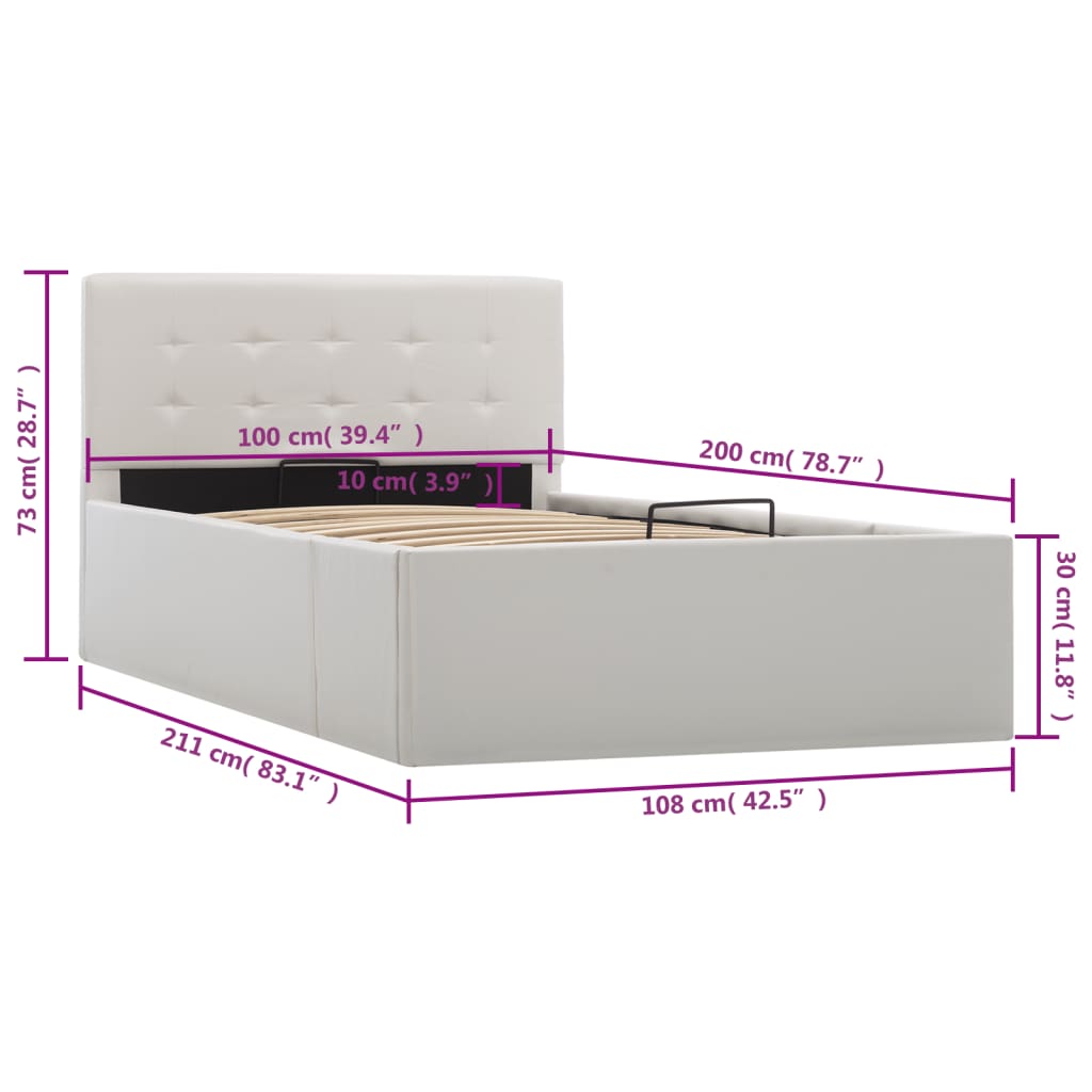 Giroletto con Contenitore Idraulico Bianco Similpelle 100x200cm | homemem39