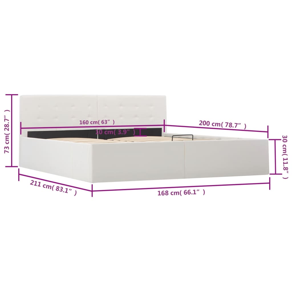 Giroletto con Contenitore Idraulico Bianco Similpelle 160x200 cm | homemem39