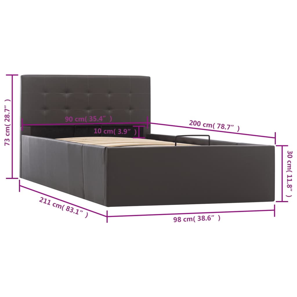 Giroletto con Contenitore Idraulico Grigio Similpelle 90x200cm | homemem39