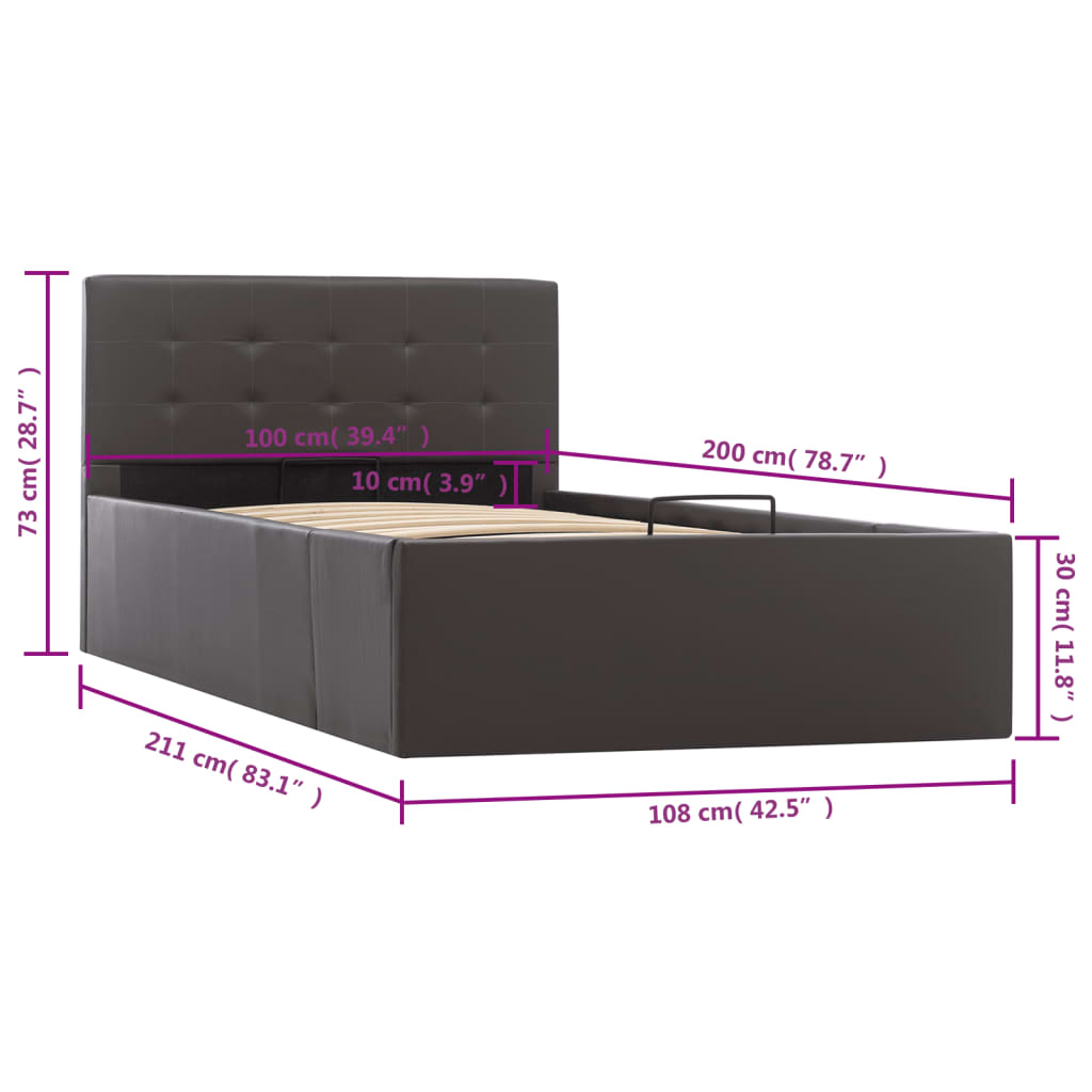 Giroletto con Contenitore Idraulico Grigio Similpelle 100x200cm | homemem39