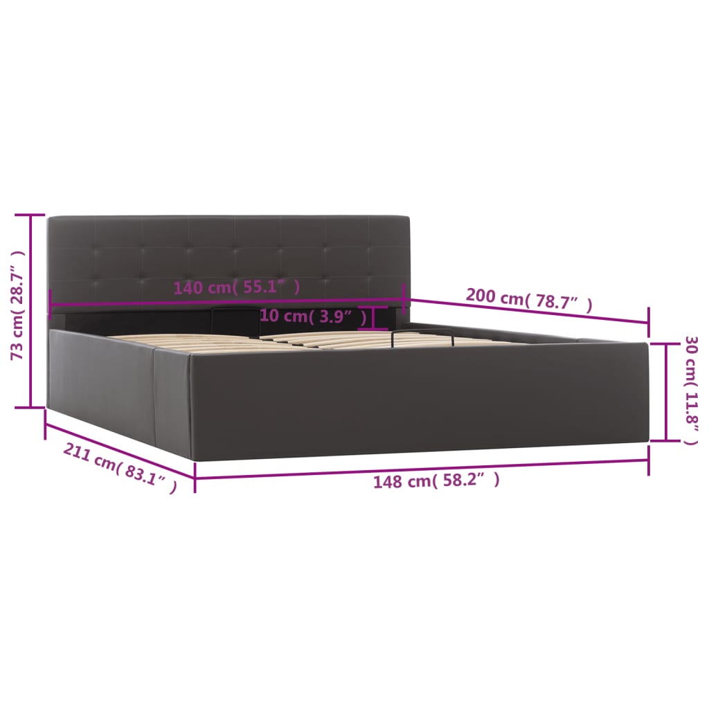 Giroletto Contenitore Idraulico Grigio Similpelle 140x200cm | homemem39