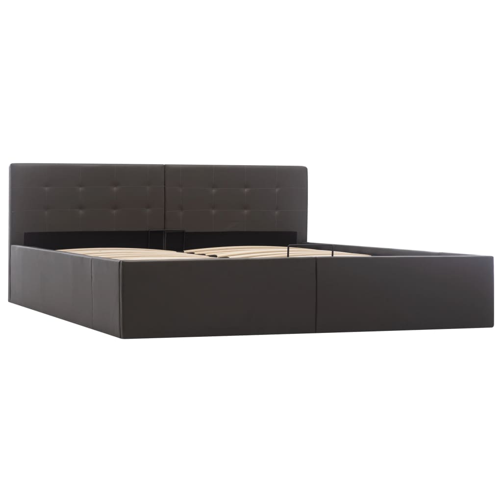 Giroletto con Contenitore Idraulico Grigio Similpelle 160x200cm | homemem39