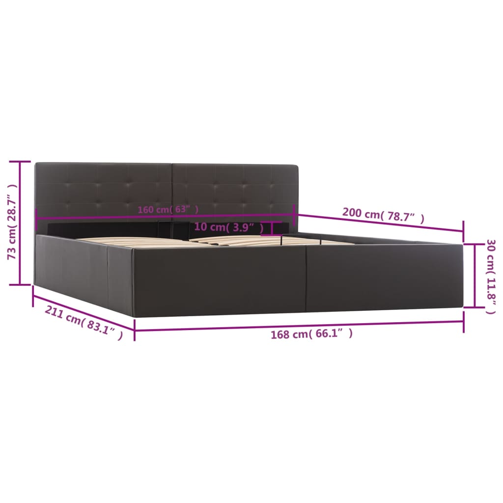 Giroletto con Contenitore Idraulico Grigio Similpelle 160x200cm | homemem39