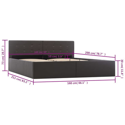 Giroletto con Contenitore Idraulico Grigio Similpelle 160x200cm | homemem39