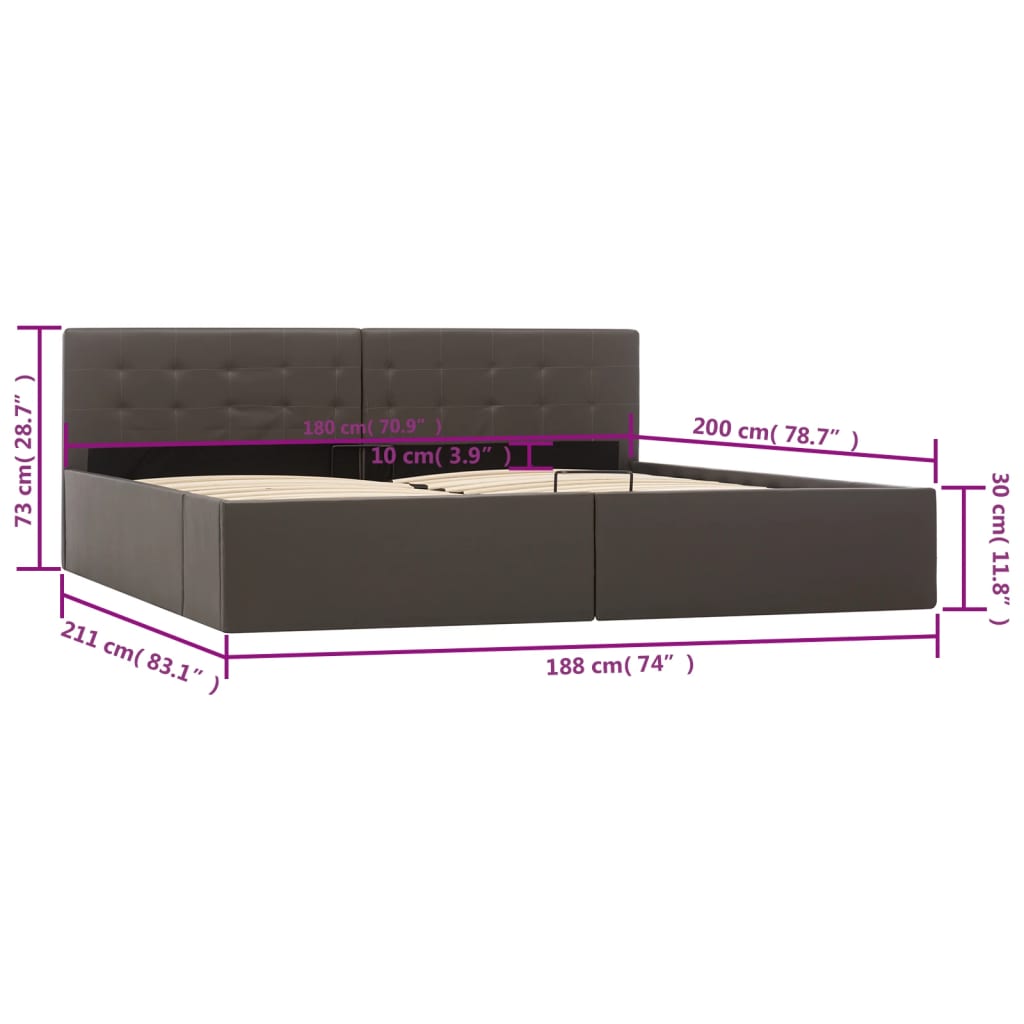 Giroletto Contenitore Idraulico Grigio Similpelle 180x200cm | homemem39