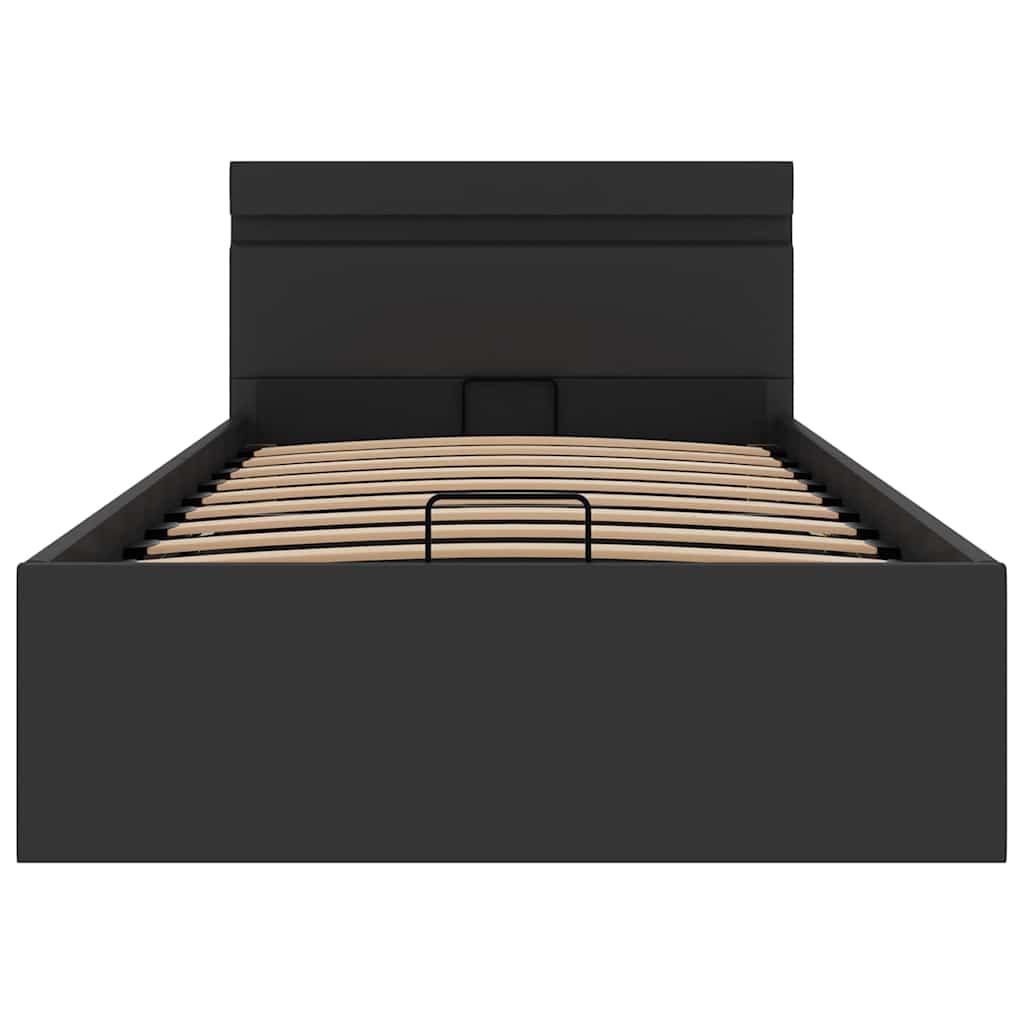 Giroletto Contenitore Idraulico LED Nero Similpelle 90x200 cm