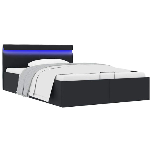 Giroletto Contenitore Idraulico LED Nero Similpelle 120x200 cm