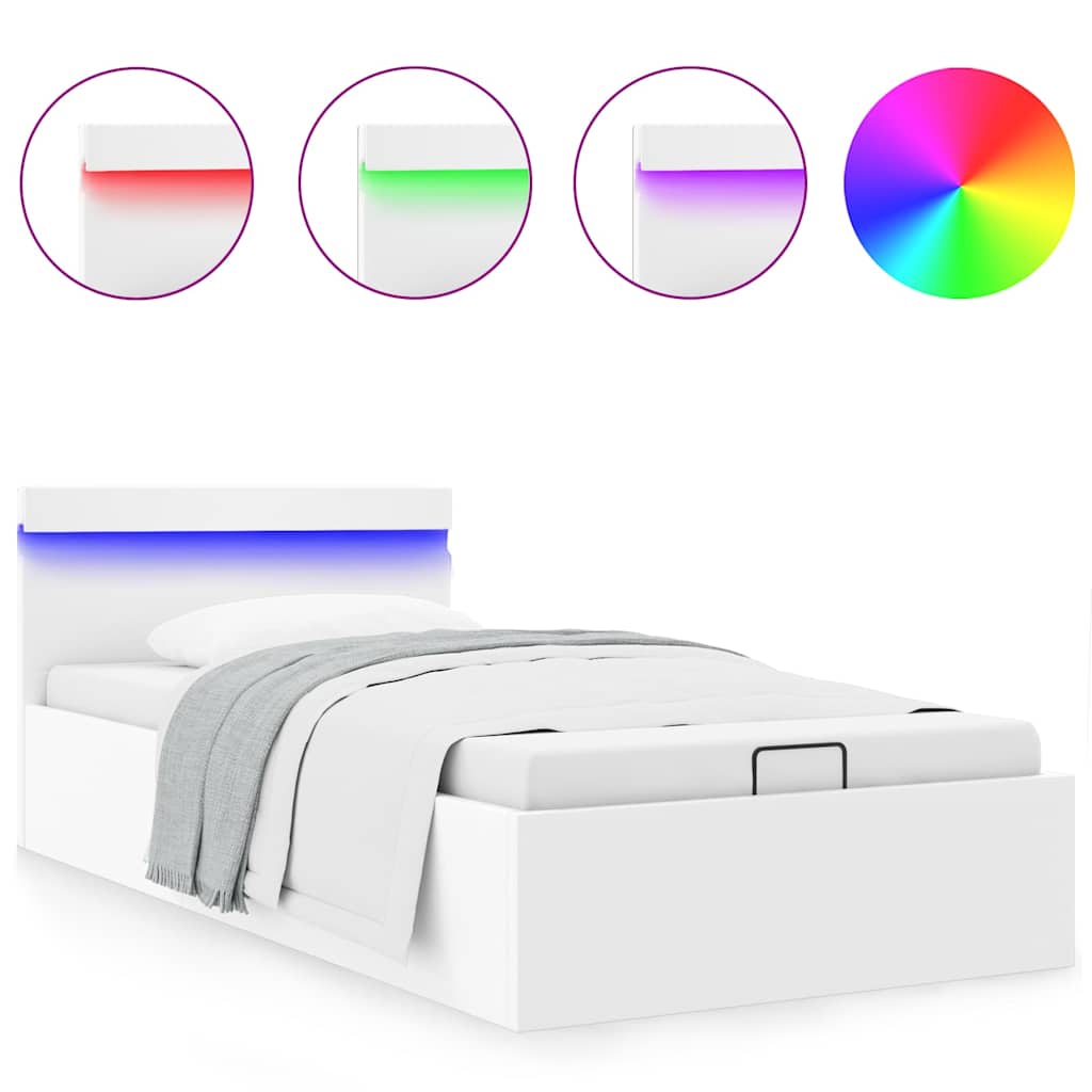 Giroletto Contenitore Idraulico LED Bianco Similpelle 90x200 cm | homemem39
