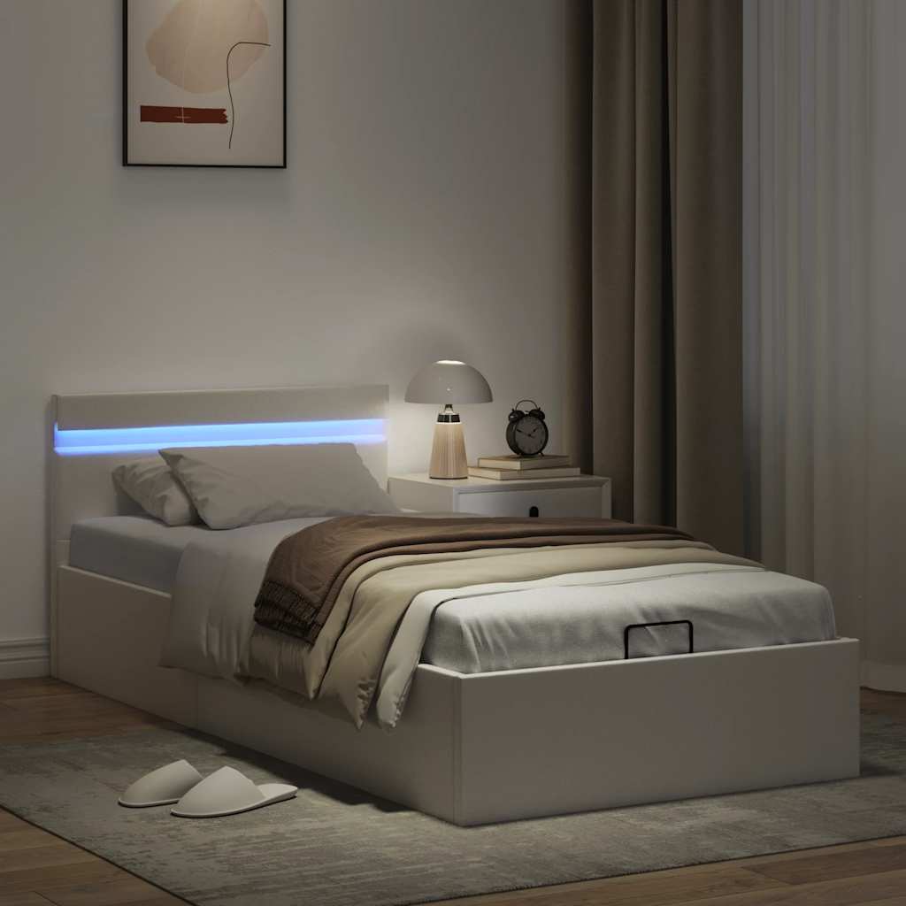 Giroletto Contenitore Idraulico LED Bianco Similpelle 90x200 cm