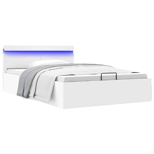 Giroletto Contenitore Idraulico LED Bianco Similpelle 120x200cm