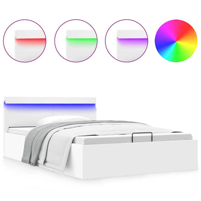 Giroletto Contenitore Idraulico LED Bianco Similpelle 140x200cm