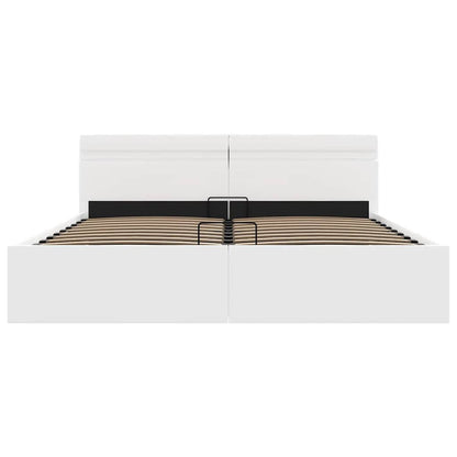 Giroletto Contenitore Idraulico LED Bianco Similpelle 160x200cm