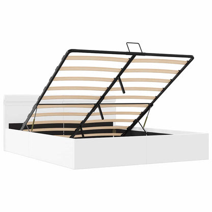 Giroletto Contenitore Idraulico LED Bianco Similpelle 160x200cm