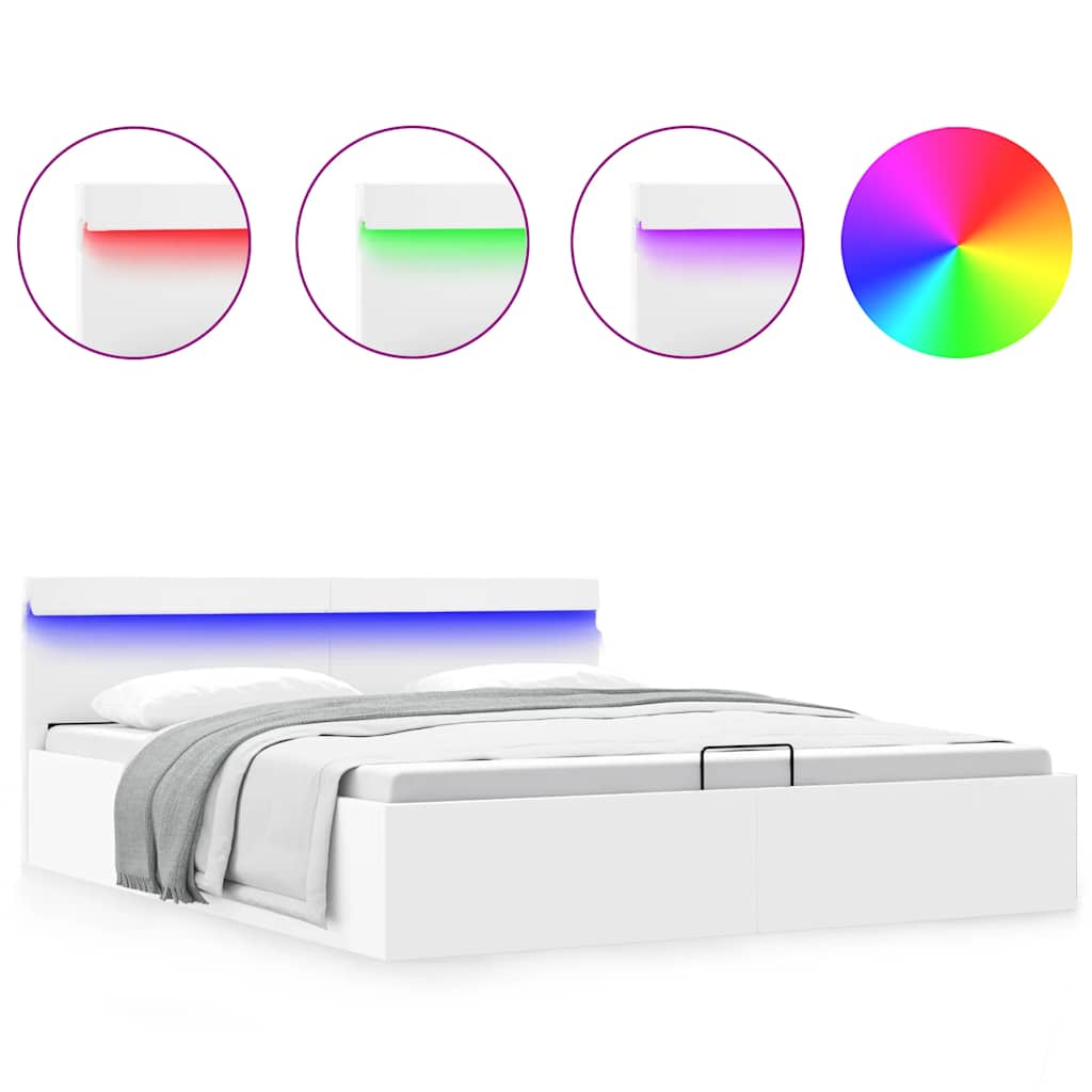 Giroletto Contenitore Idraulico LED Bianco Similpelle 180x200cm | homemem39