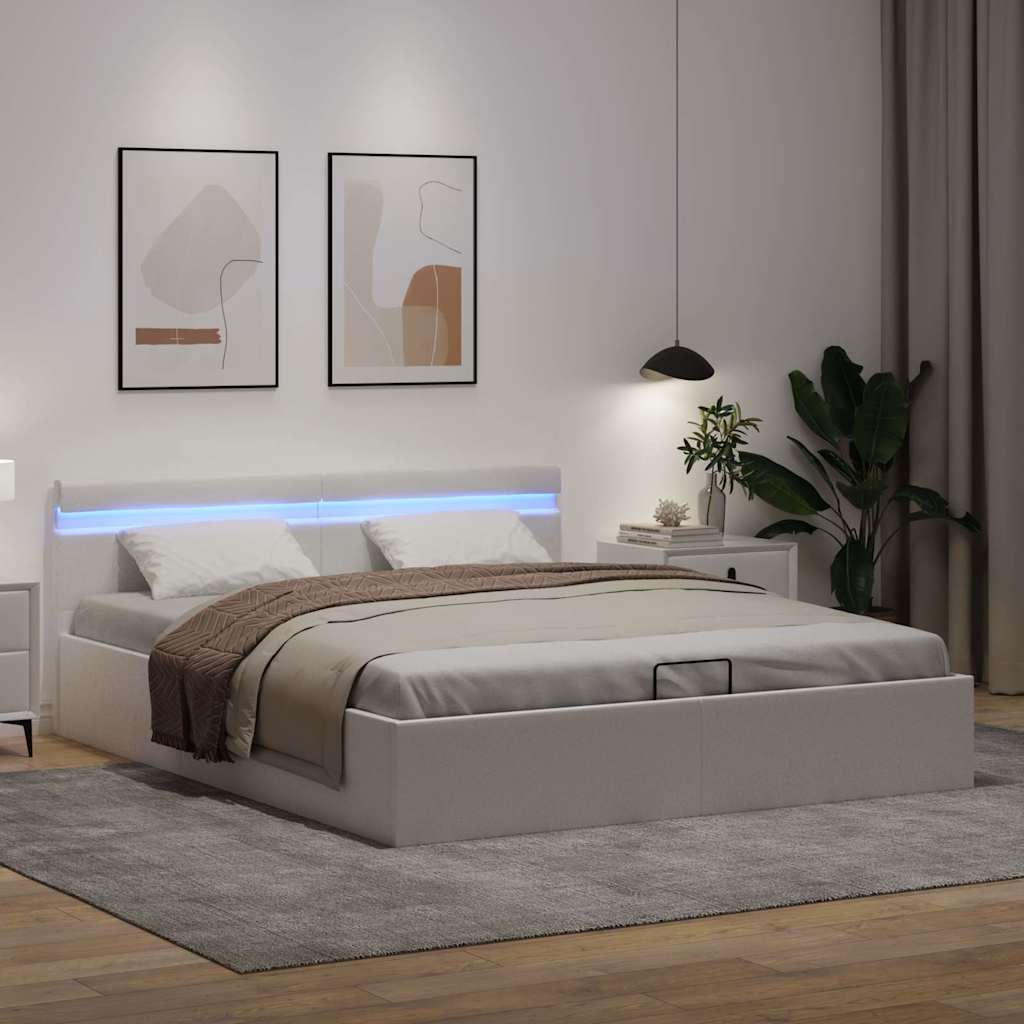 Giroletto Contenitore Idraulico LED Bianco Similpelle 180x200cm | homemem39