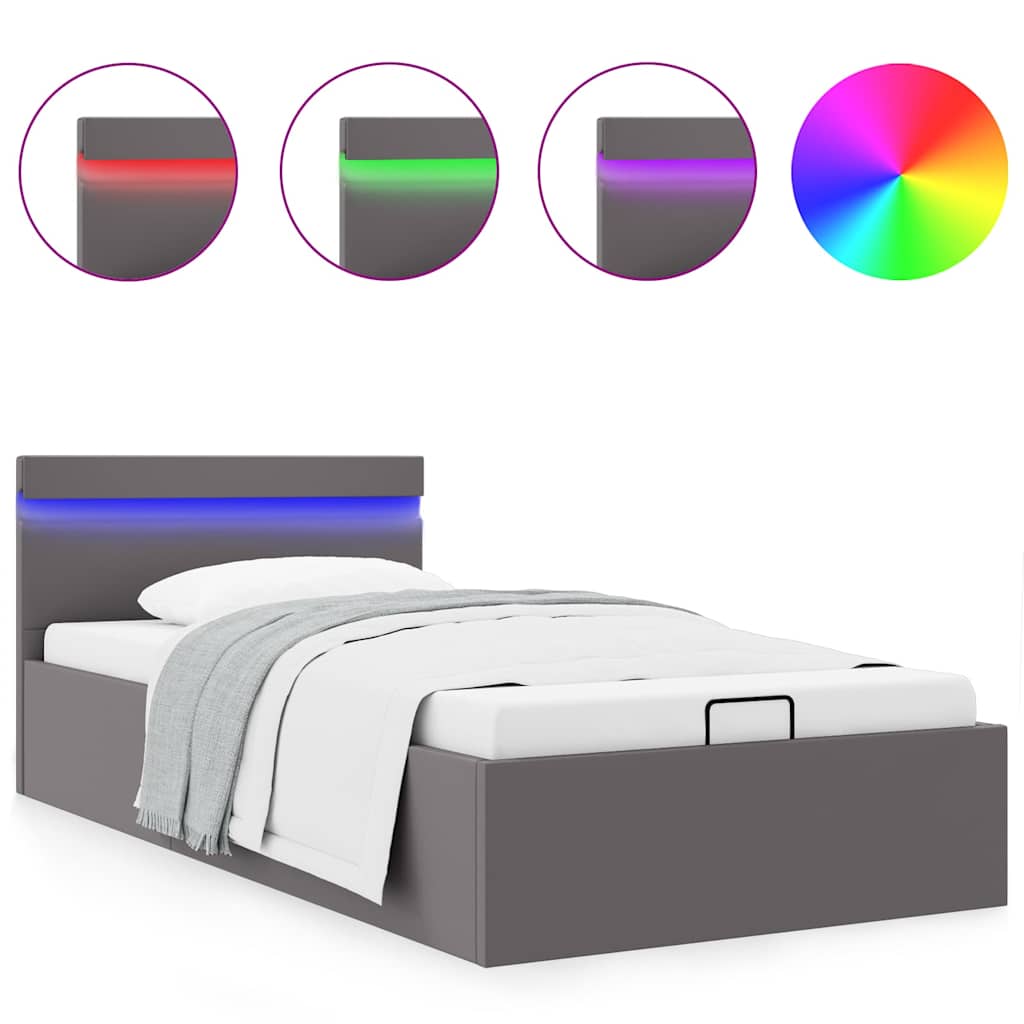 Giroletto Contenitore Idraulico LED Grigio Similpelle 90x200 cm | homemem39