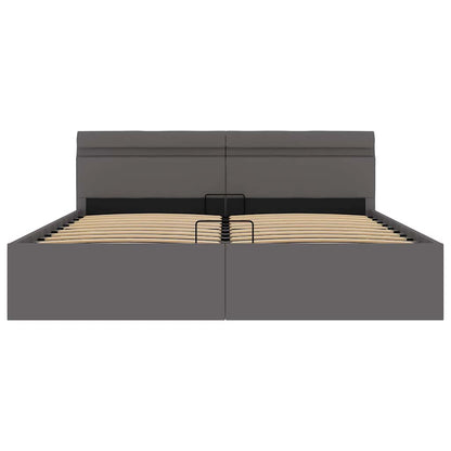 Giroletto Contenitore Idraulico LED Grigio Similpelle 160x200cm