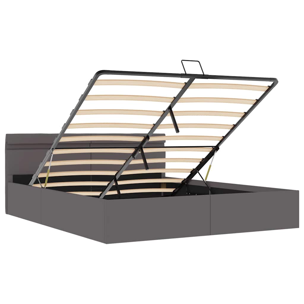 Giroletto Contenitore Idraulico LED Grigio Similpelle 160x200cm