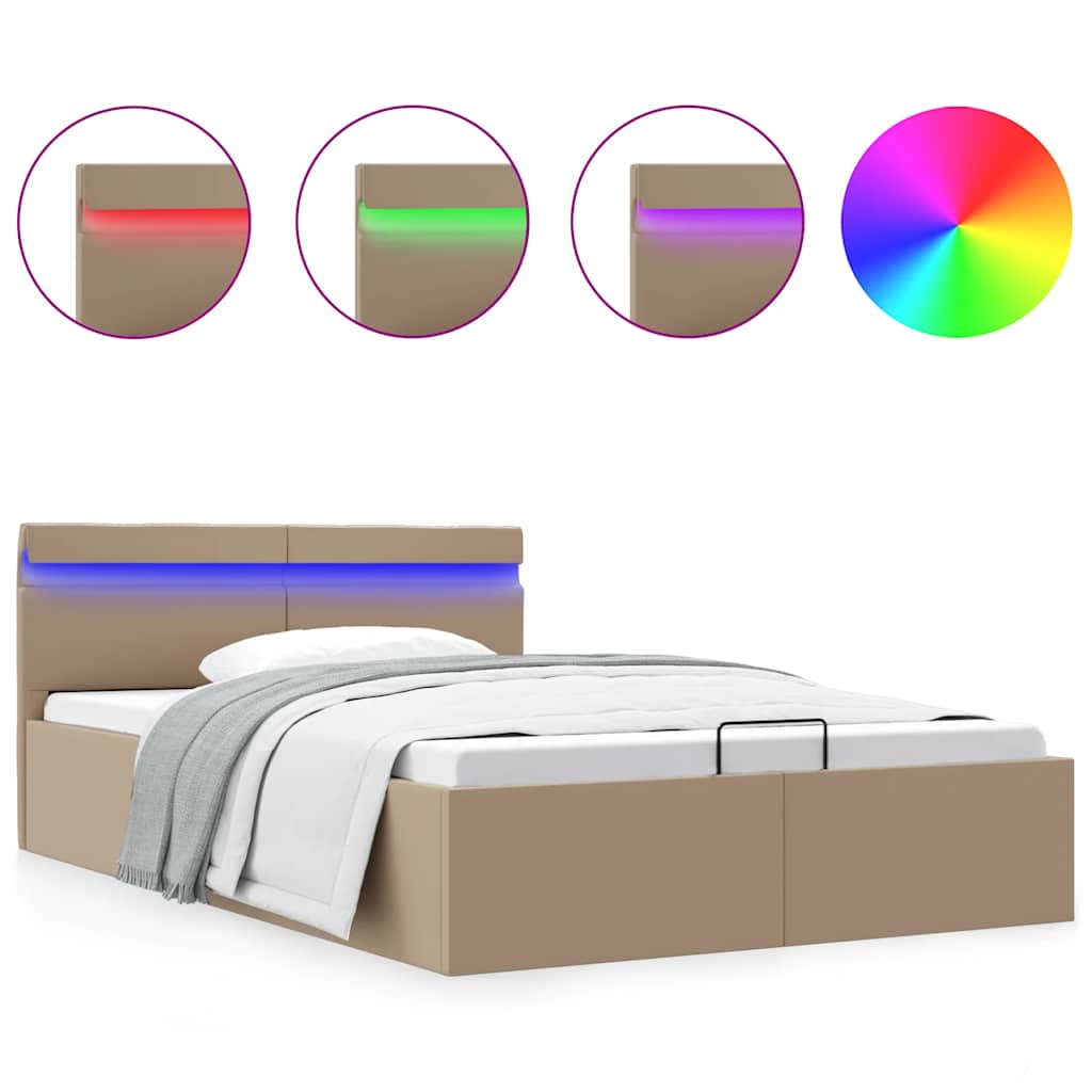 Giroletto Idraulico con LED Cappuccino Similpelle 140x200cm | homemem39