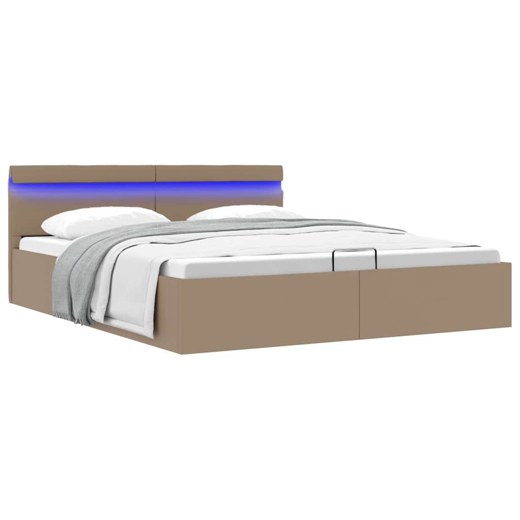 Giroletto Idraulico con LED Cappuccino Similpelle 160x200cm | homemem39