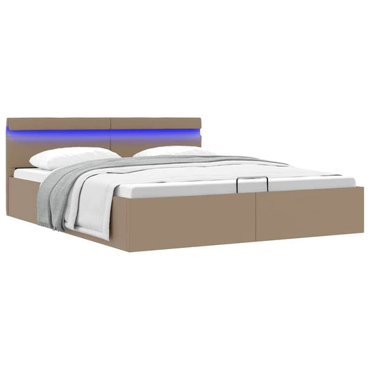 Giroletto Idraulico con LED Cappuccino Similpelle 160x200cm