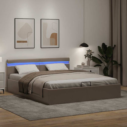 Giroletto Idraulico con LED Cappuccino Similpelle 160x200cm | homemem39