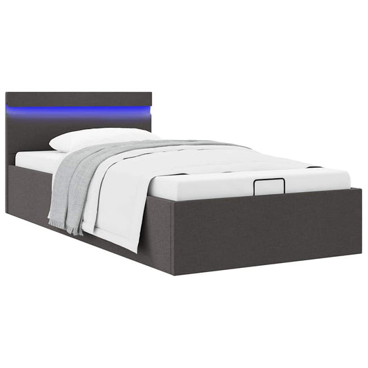 Giroletto con Contenitore e LED Grigio Scuro Tessuto 100x200 cm | homemem39