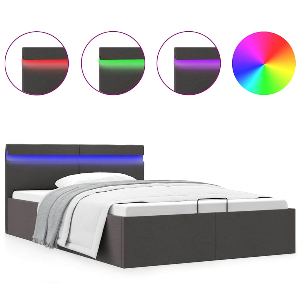 Giroletto con Contenitore e LED Grigio Scuro Tessuto 140x200 cm | homemem39