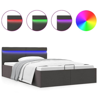 Giroletto con Contenitore e LED Grigio Scuro Tessuto 140x200 cm | homemem39