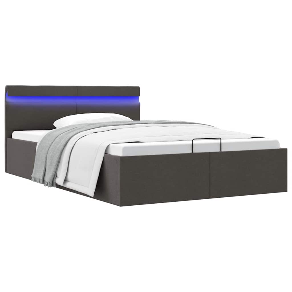 Giroletto con Contenitore e LED Grigio Scuro Tessuto 140x200 cm | homemem39